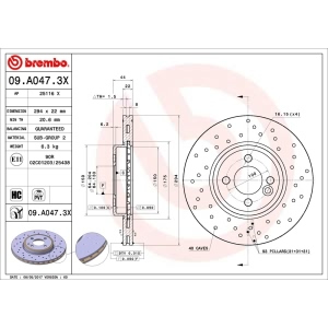 brembo Premium Xtra Cross Drilled UV Coated 1-Piece Front Brake Rotors for 2011 Mini Cooper - 09.A047.3X
