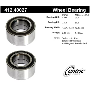 Centric Premium™ Front Driver Side Double Row Wheel Bearing for Honda - 412.40027