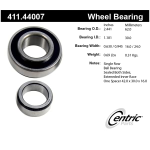 Centric Premium™ Rear Driver Side Single Row Wheel Bearing for Toyota - 411.44007