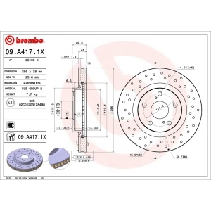 brembo Premium Xtra Cross Drilled UV Coated 1-Piece Front Brake Rotors for Lexus - 09.A417.1X
