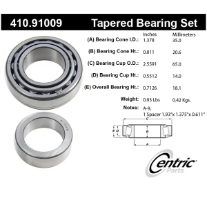 Centric Premium™ Rear Driver Side Wheel Bearing and Race Set for Jeep Wrangler - 410.91009