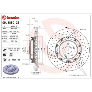 brembo OE Replacement Drilled and Slotted Vented Front Brake Rotor for Mercedes-Benz - 09.8880.23