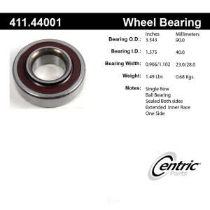 Centric Premium™ Rear Passenger Side Single Row Wheel Bearing for Toyota - 411.44001