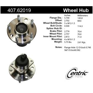 Centric Premium™ Front Driver Side Non-Driven Wheel Bearing and Hub Assembly for Chevrolet Camaro - 407.62019