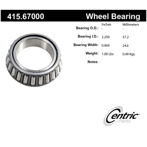Centric Premium™ Rear Driver Side Inner Wheel Bearing for Dodge - 415.67000