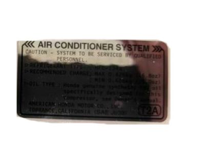 Honda 80050-SR3-H00 Label, Air Conditioner Caution