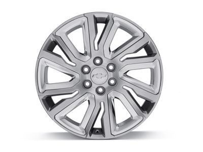 GM 84040800 22X9-Inch Aluminum 6-Split-Spoke Wheel Rim In Midnight Silver With Chrome Inserts