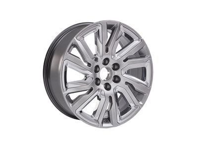 GM 84040800 22X9-Inch Aluminum 6-Split-Spoke Wheel Rim In Midnight Silver With Chrome Inserts