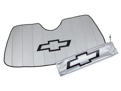GM 23447618 Front Sunshade Package in Silver with Black Bowtie Logo