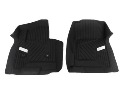 GM 84185456 First-Row Premium All-Weather Floor Liners in Jet Black with Chrome Bowtie Logo (for Models with Center Console)