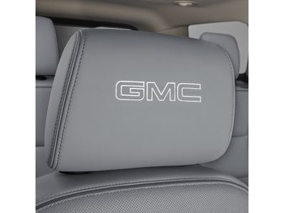 GM 84483928 Vinyl Headrest in Light Ash Gray with Embroidered GMC Script