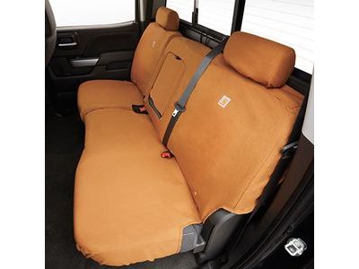 GM 84277443 Carhartt Crew Cab Rear Split-Folding Bench Seat Cover Package in Brown (with Armrest)