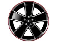 OEM 2013 Chevrolet Camaro 21x8.5-Inch Aluminum 5-Spoke Front Wheel in Black with Red Stripe - 19302760