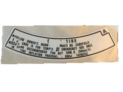 Acura 42767-SV4-A00 Label, Spare Tire Caution (T-Type) (English)