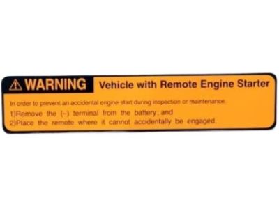 Toyota PT398-00070-EL Caution Engine Room Label. Remote Engine Starter.