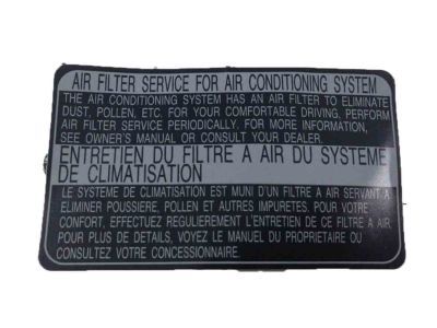 Toyota 87529-0E010 Tire Info Label