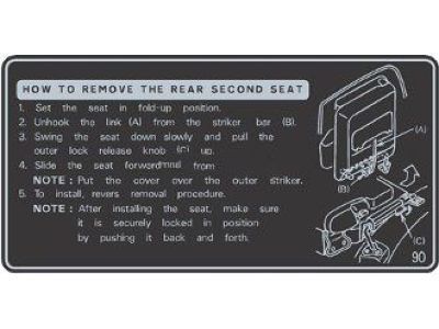 Lexus 74544-60090 Label, Rear NO.2 Seat Information