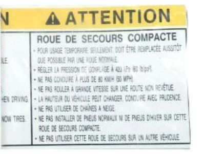 Toyota 42668-42020 Tire Info Label