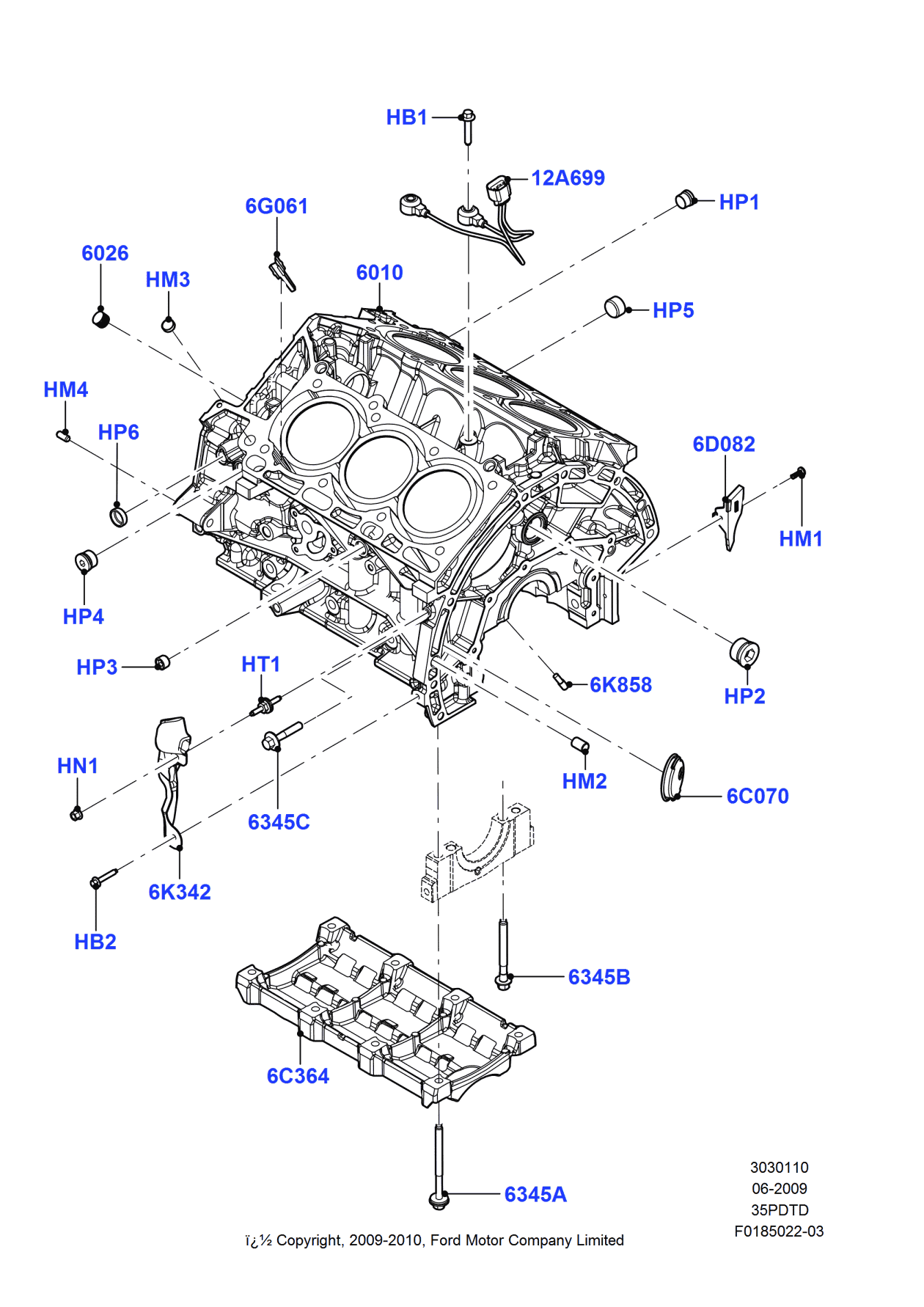 Ford AT4Z-6010-F Cylinder Block