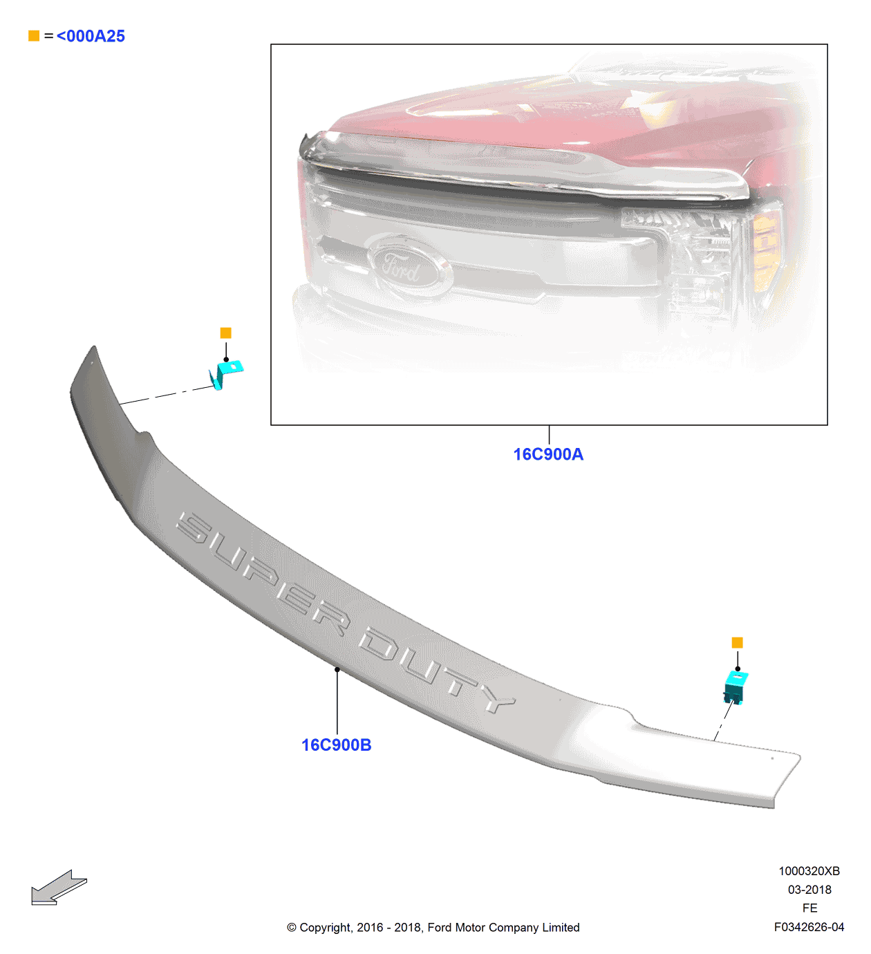 Ford HC3Z-16C900-B Hood Deflector - Chrome