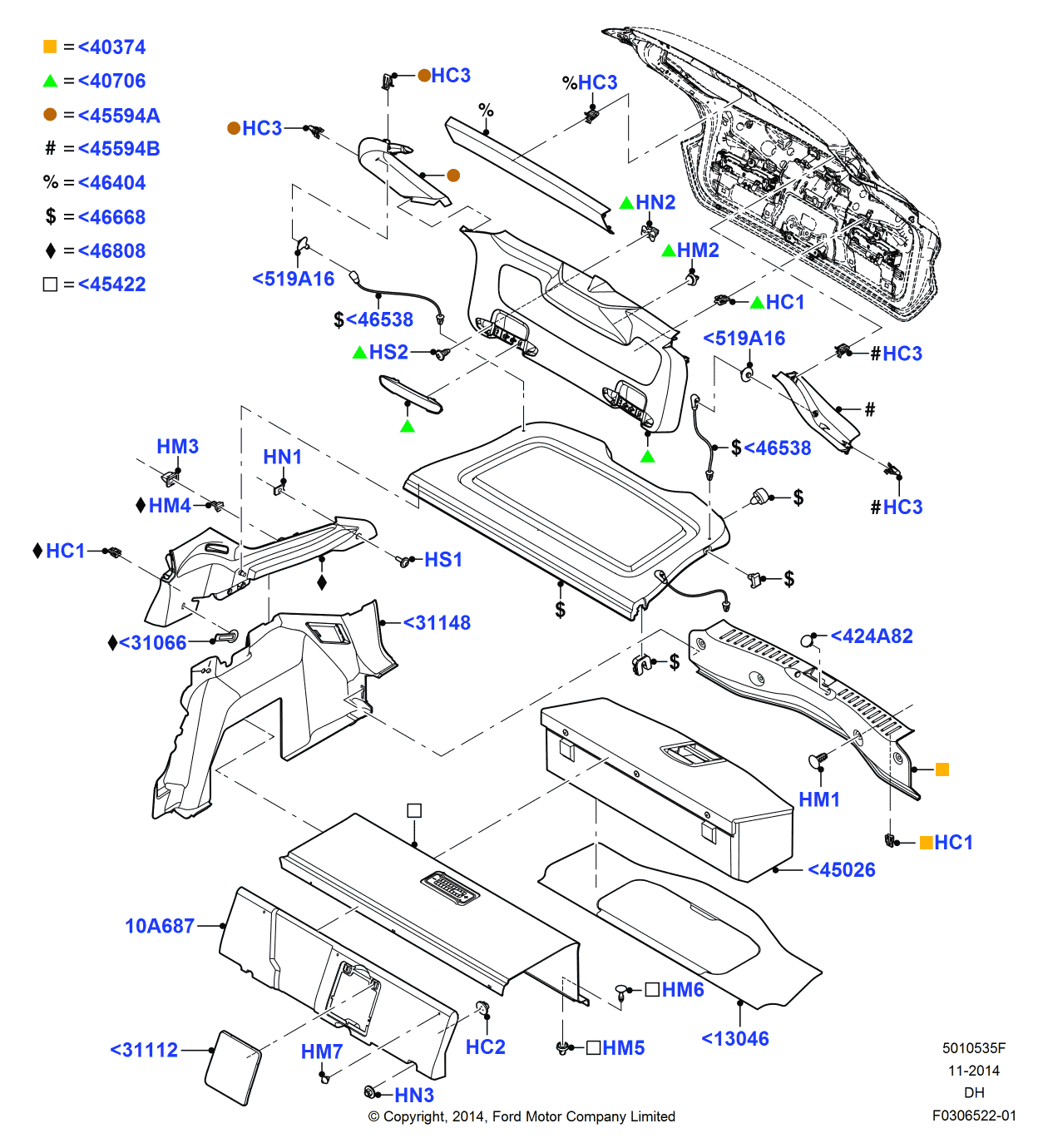 Ford F1EZ-5831066-AB Retainer - Body Side Trim