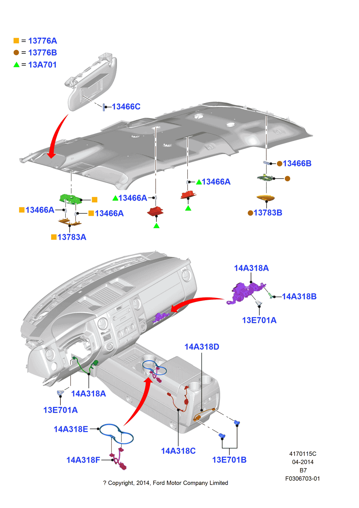 Ford FL1Z-13E701-BB Lamp Assembly - Interior