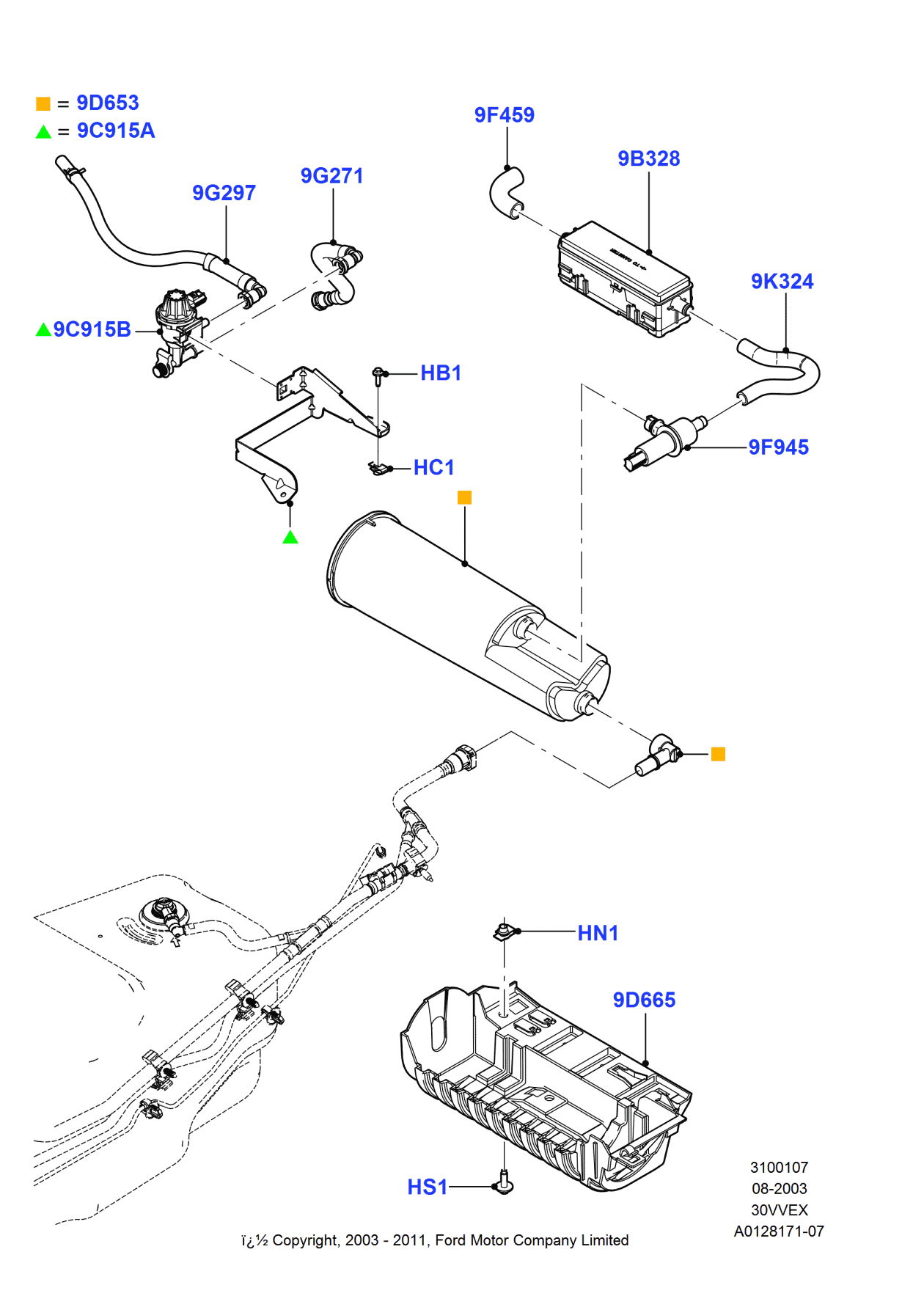 Ford 7L5Z-9C915-A Vapor Canister Purge Solenoid