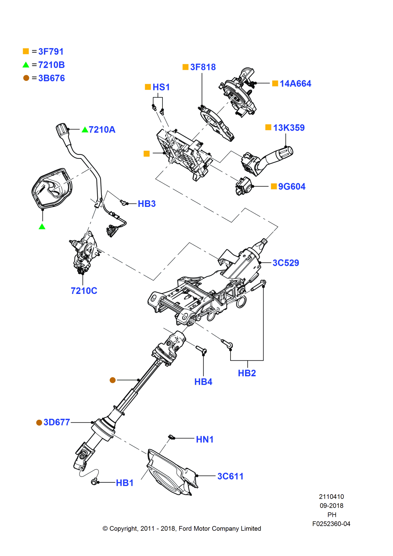 Ford FG1Z-3F791-BA Housing Assembly - Steering Column