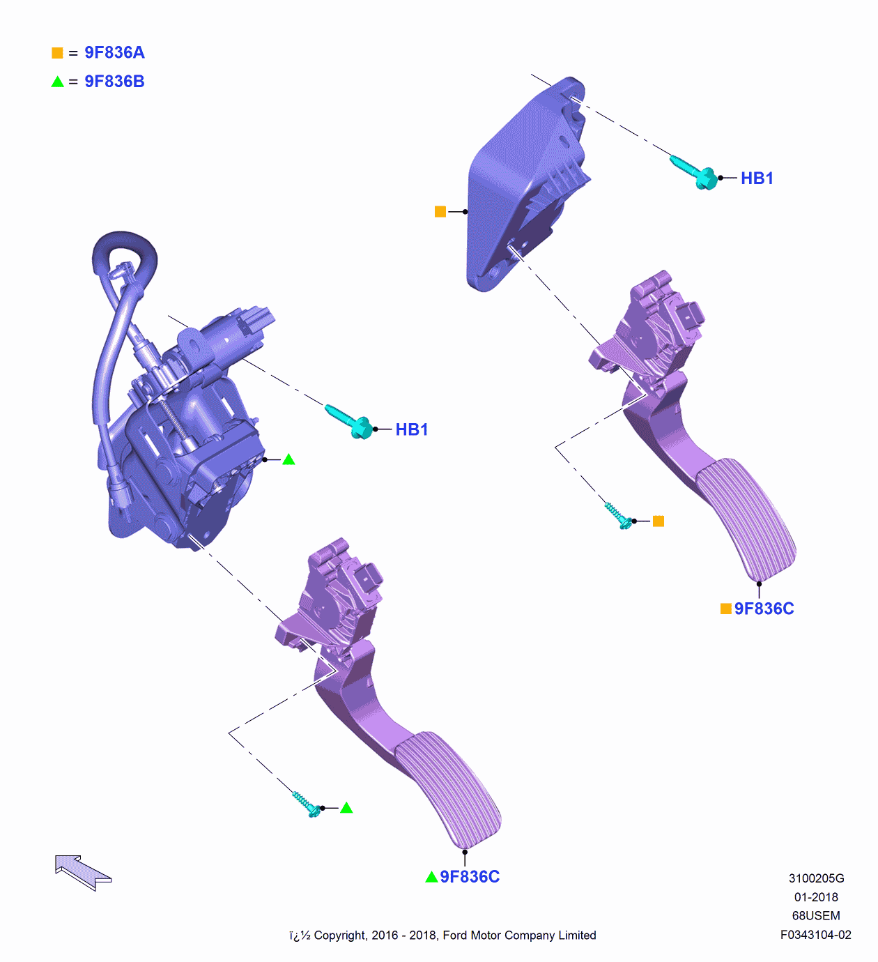 Ford HC3Z-9F836-D Pedal Travel Sensor