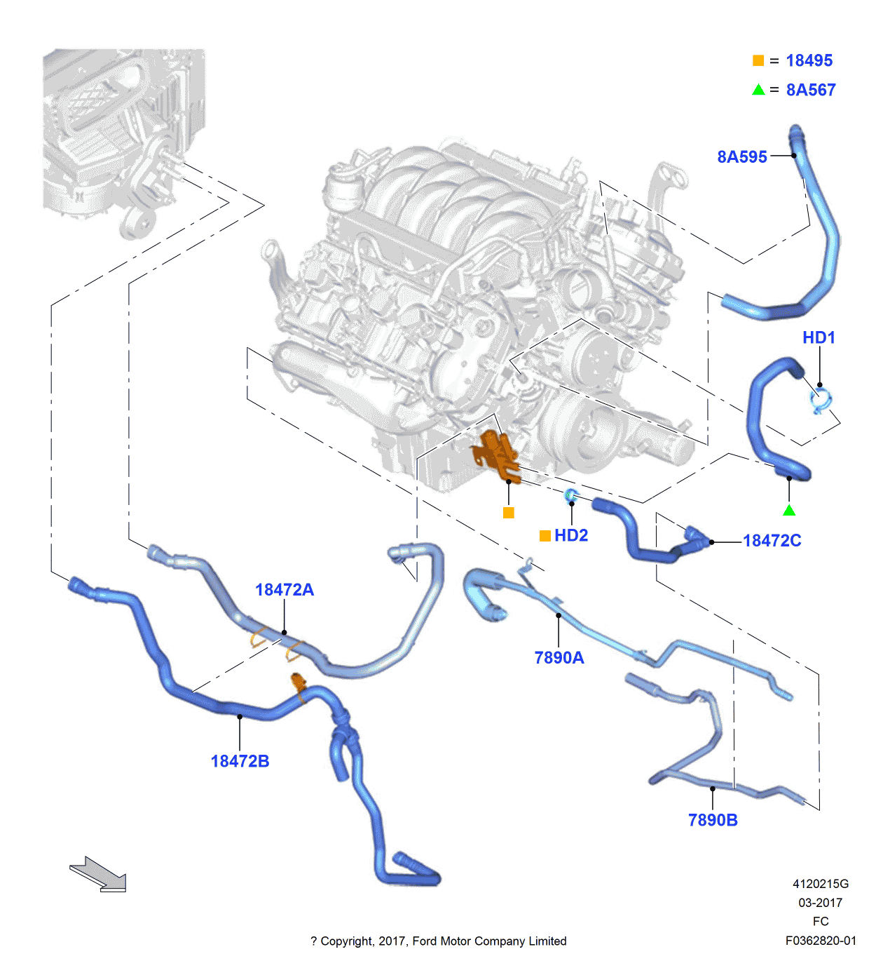 Ford JL3Z-8A567-A Hose - Water Inlet