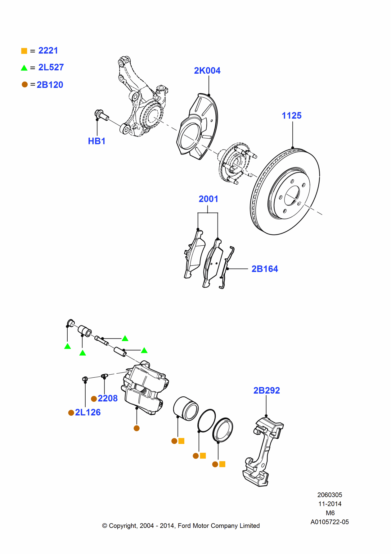 Ford FU2Z-2V120-BRM Brake Caliper Assembly-Less Pads