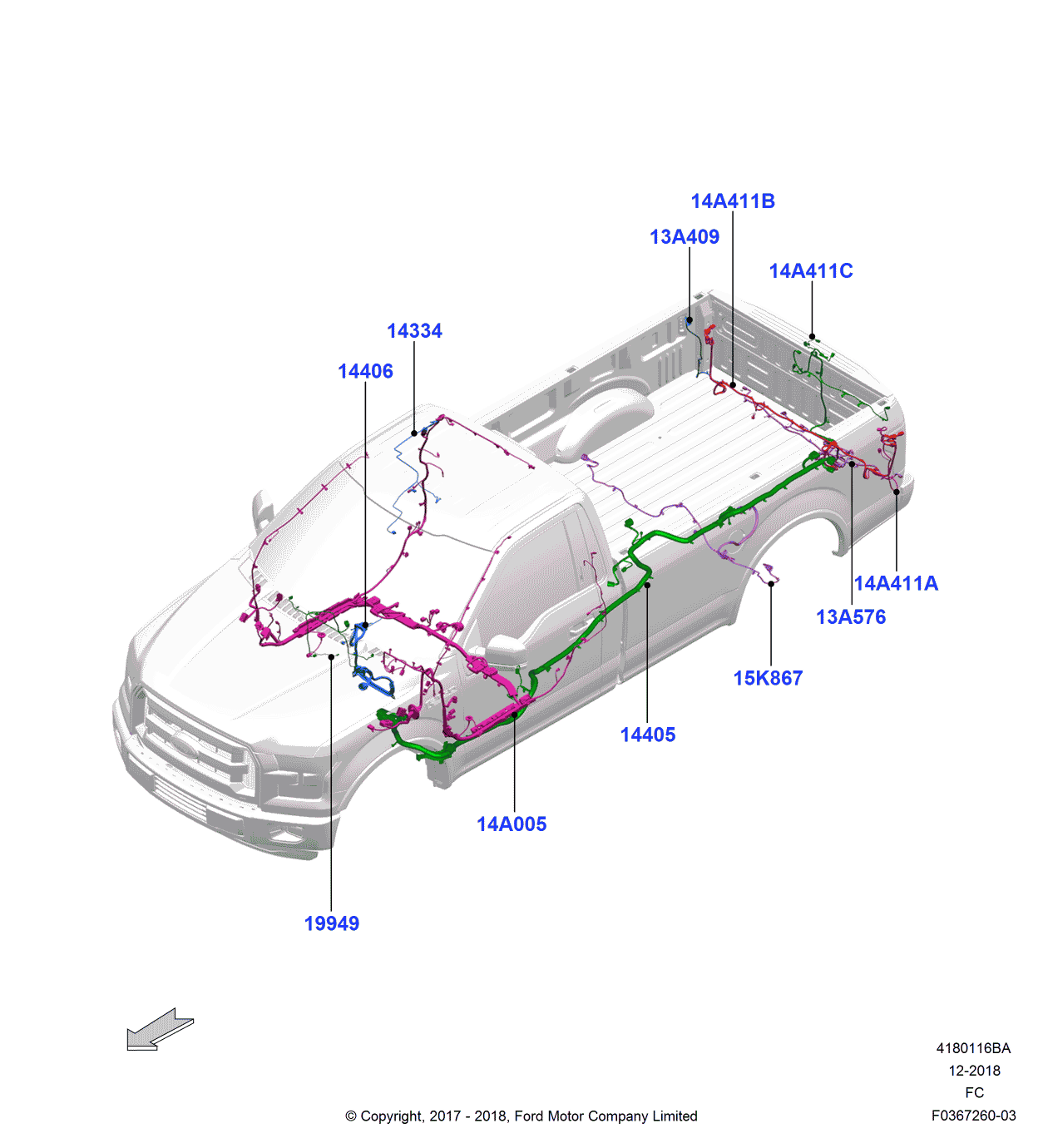 Ford JL3Z-14334-A Wiring Assembly