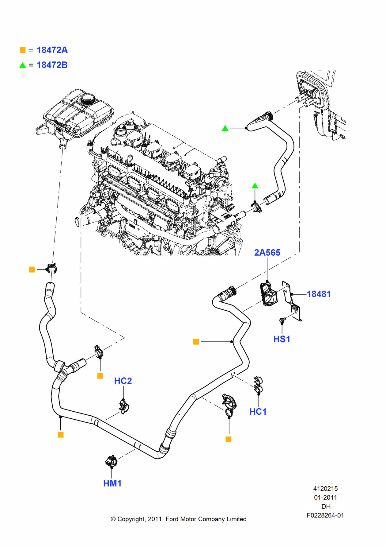 Ford BV6Z-18472-E Hose - Heater Water