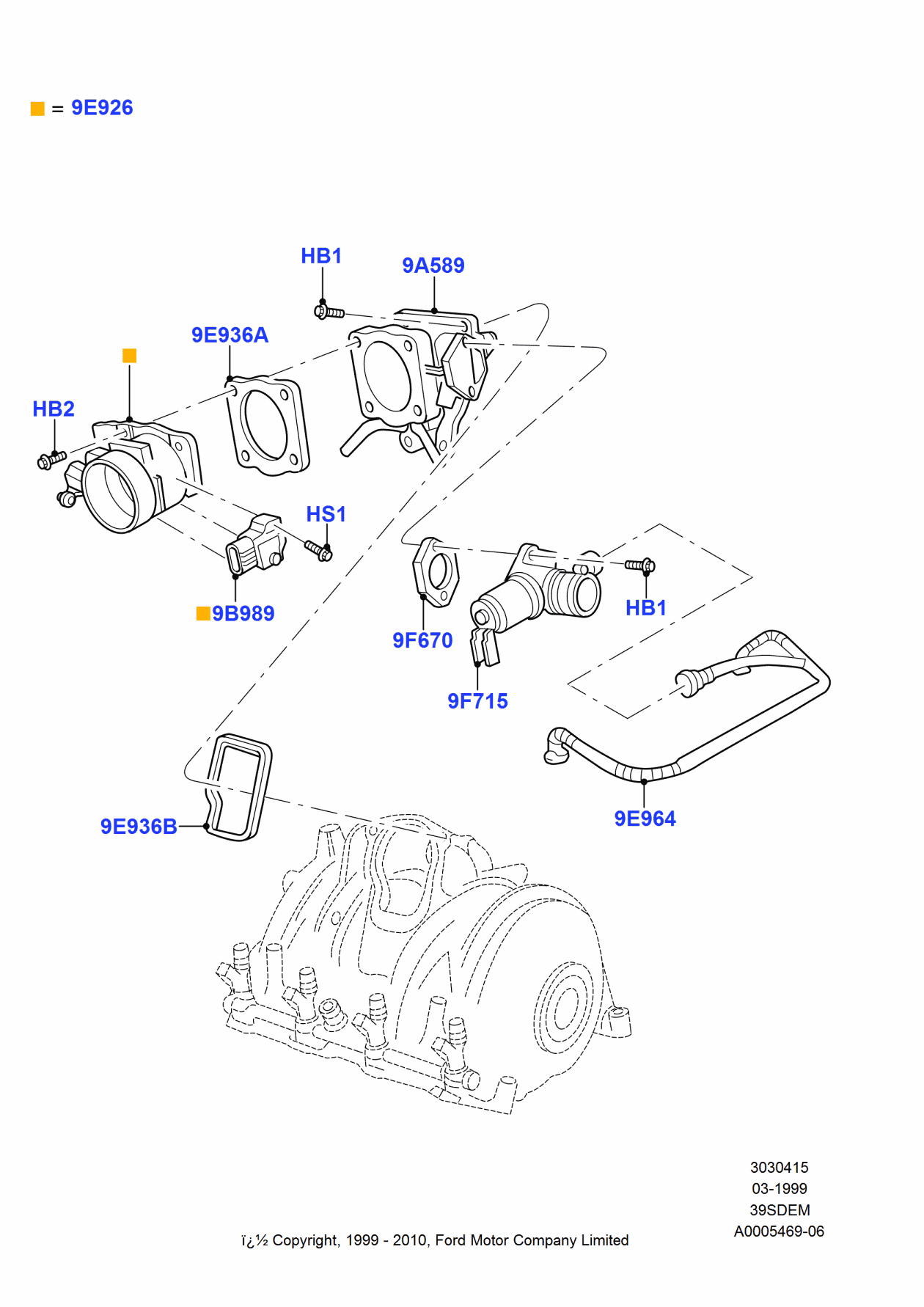 Ford XW4Z-9A589-CB Spacer - Throttle Body