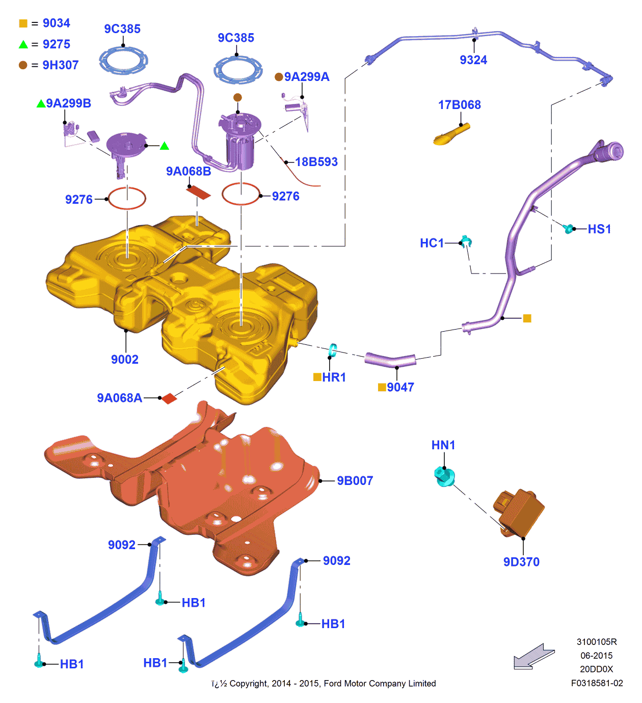 Ford E1GZ-9092-A Strap Assembly - Fuel Tank