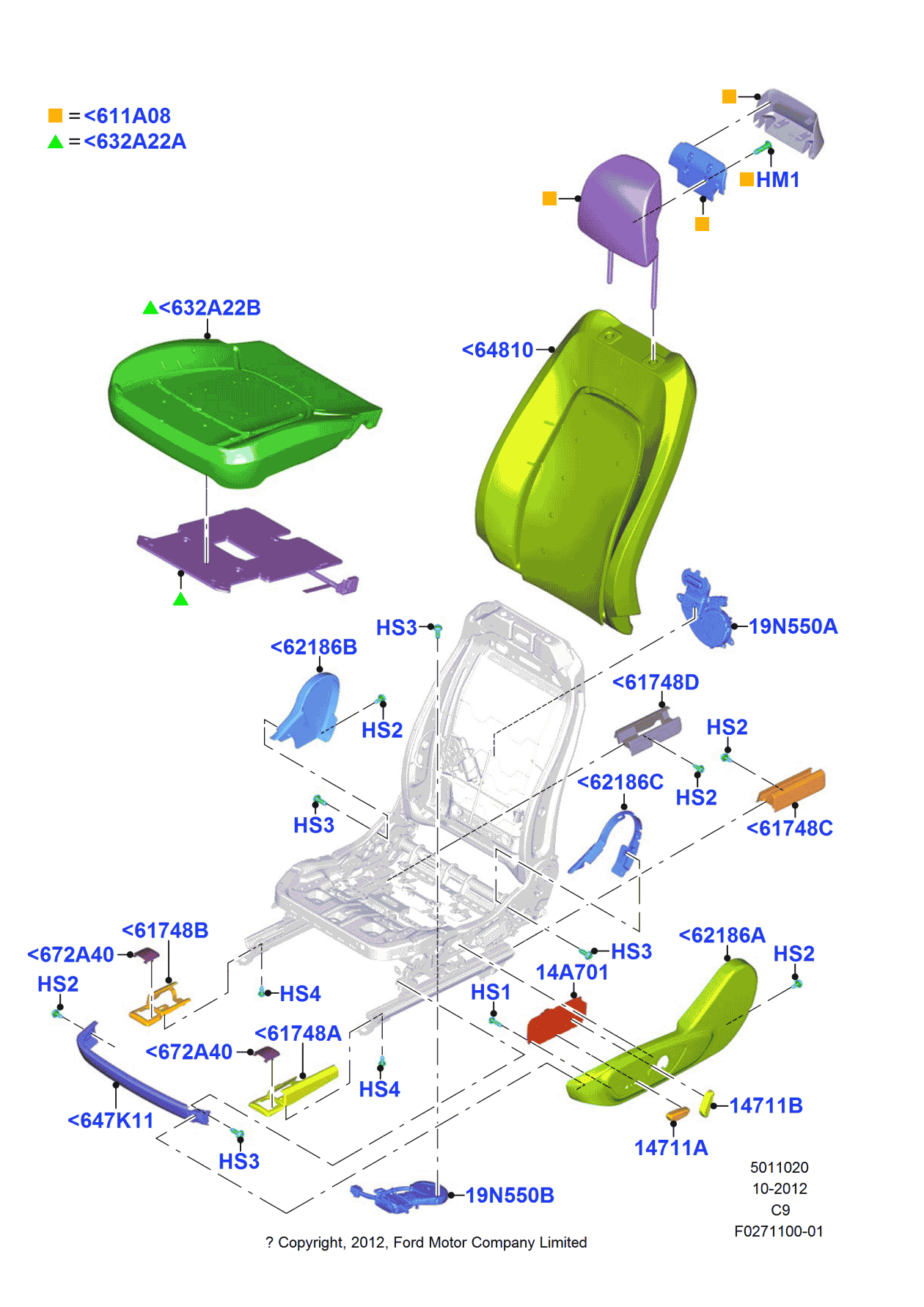 Ford DP5Z-54632A22-A Front Seat Back Cover And Pad