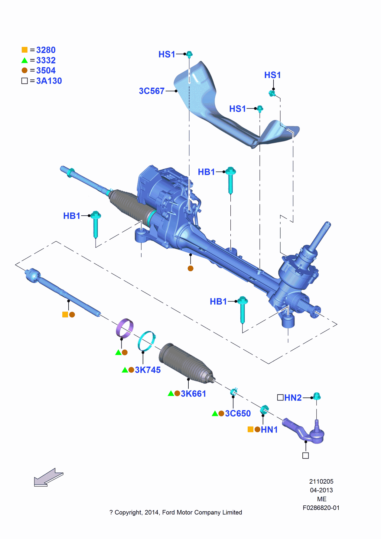 Ford HJ7Z-3504-D Steering Gear