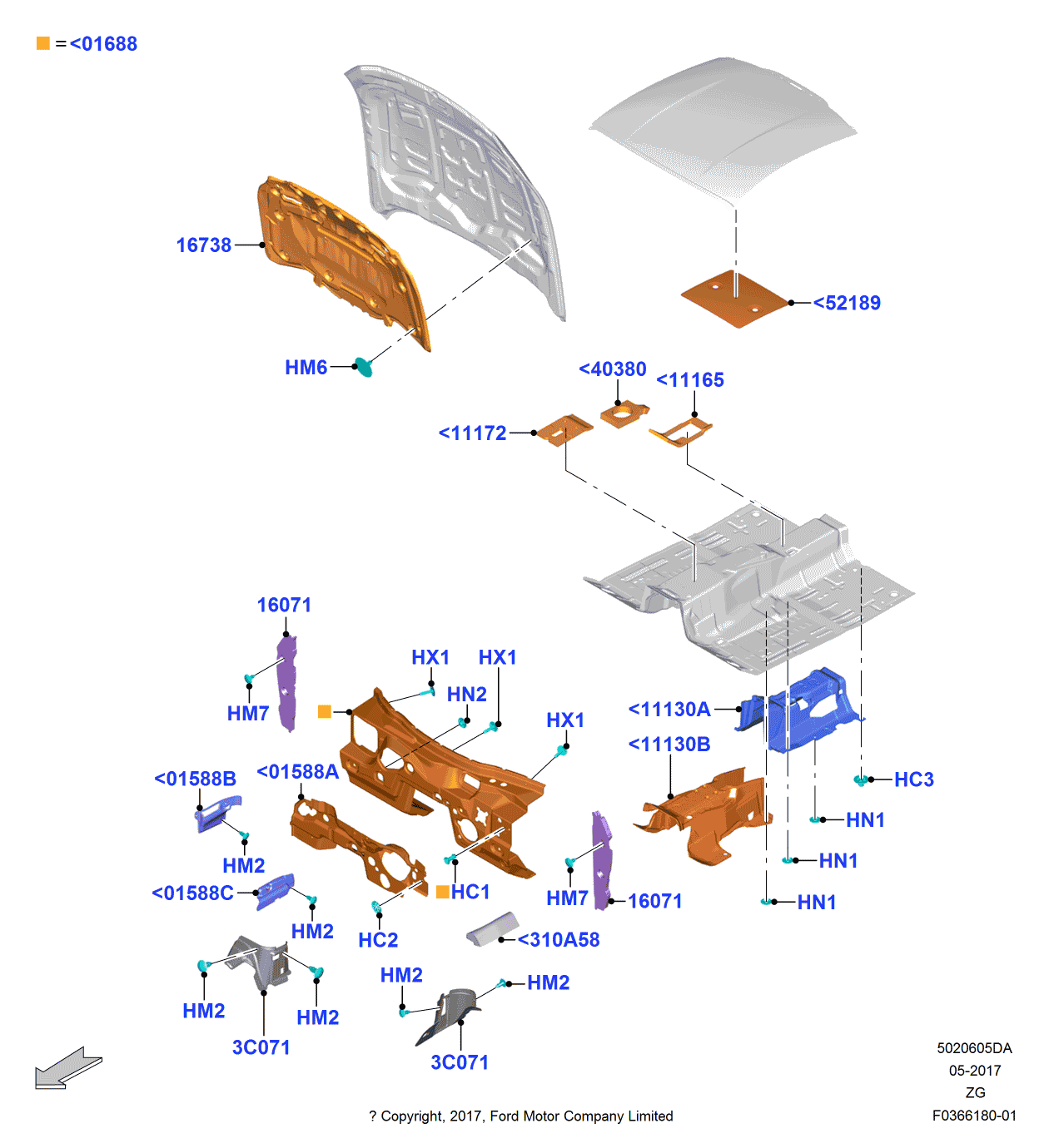 Ford JR3Z-6301588-A Insulator - Dash Panel