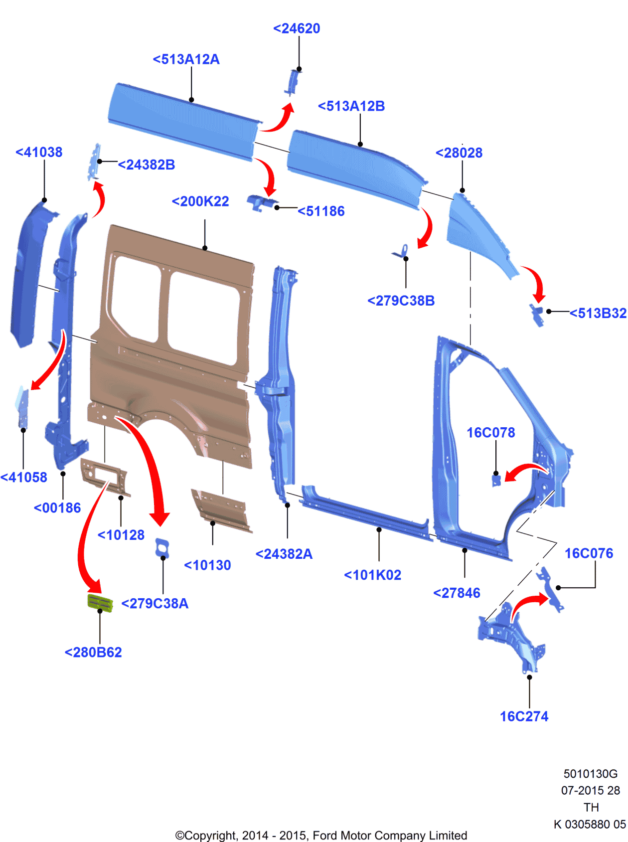 Ford BK3Z-61281A06-A Panel Assembly - "B" Pillar - Inner