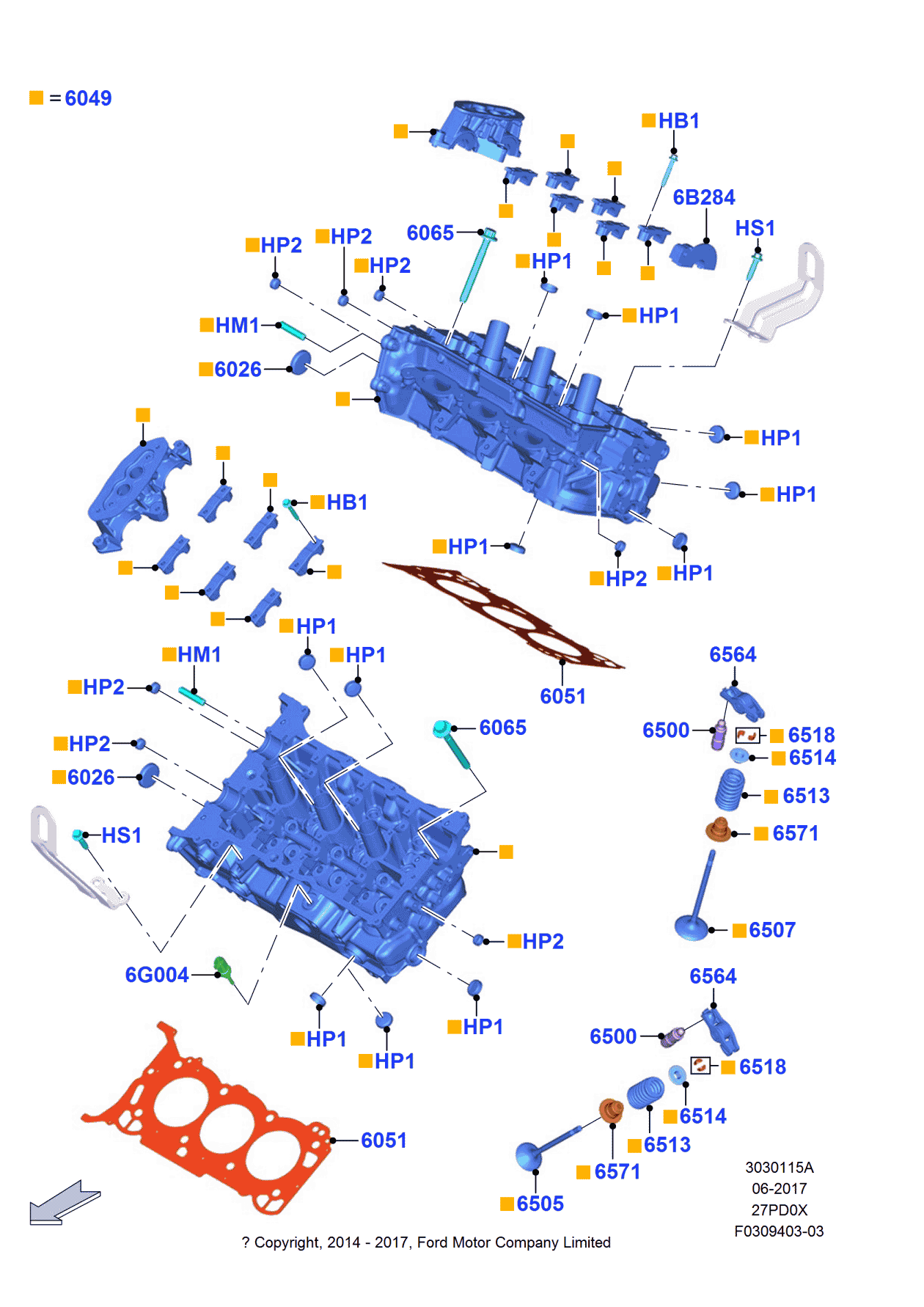 Ford KT4Z-6505-A Exhaust Valve