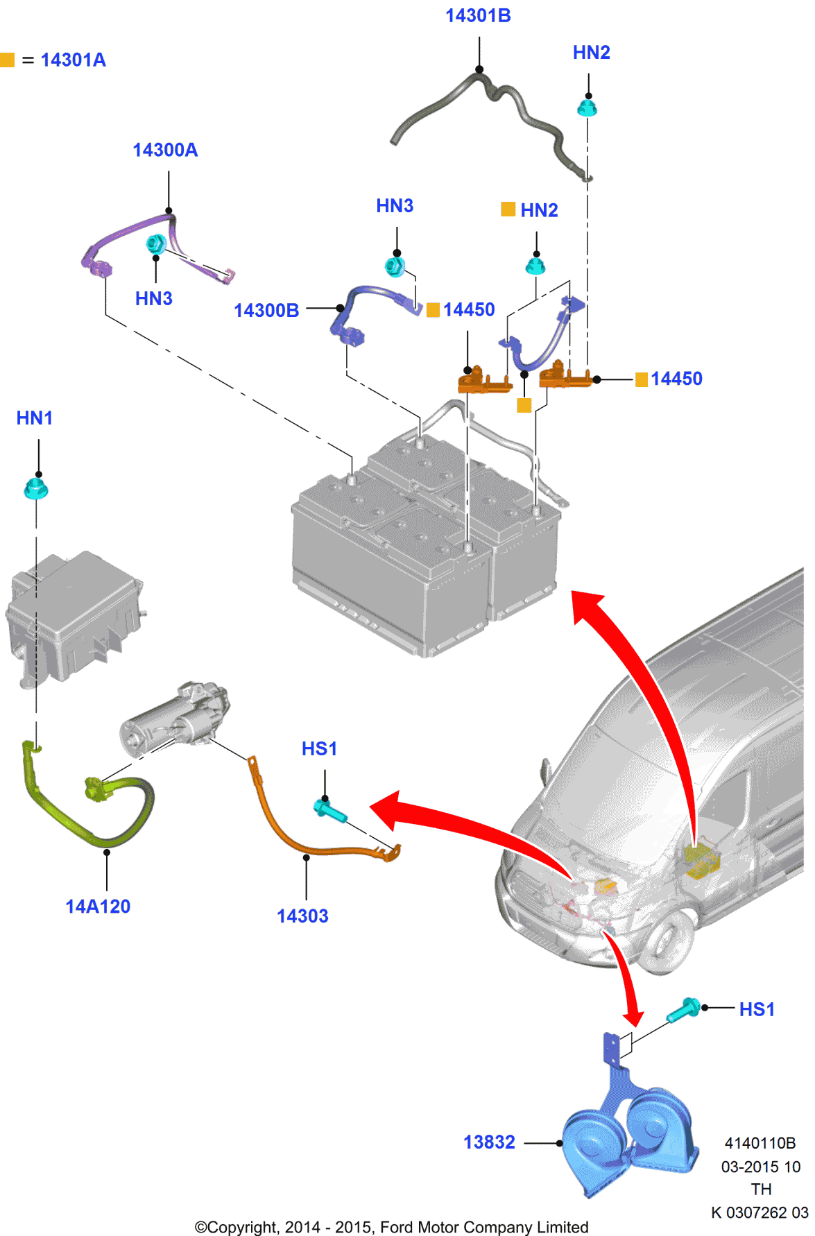 Ford CK4Z-14303-A Cable Assembly