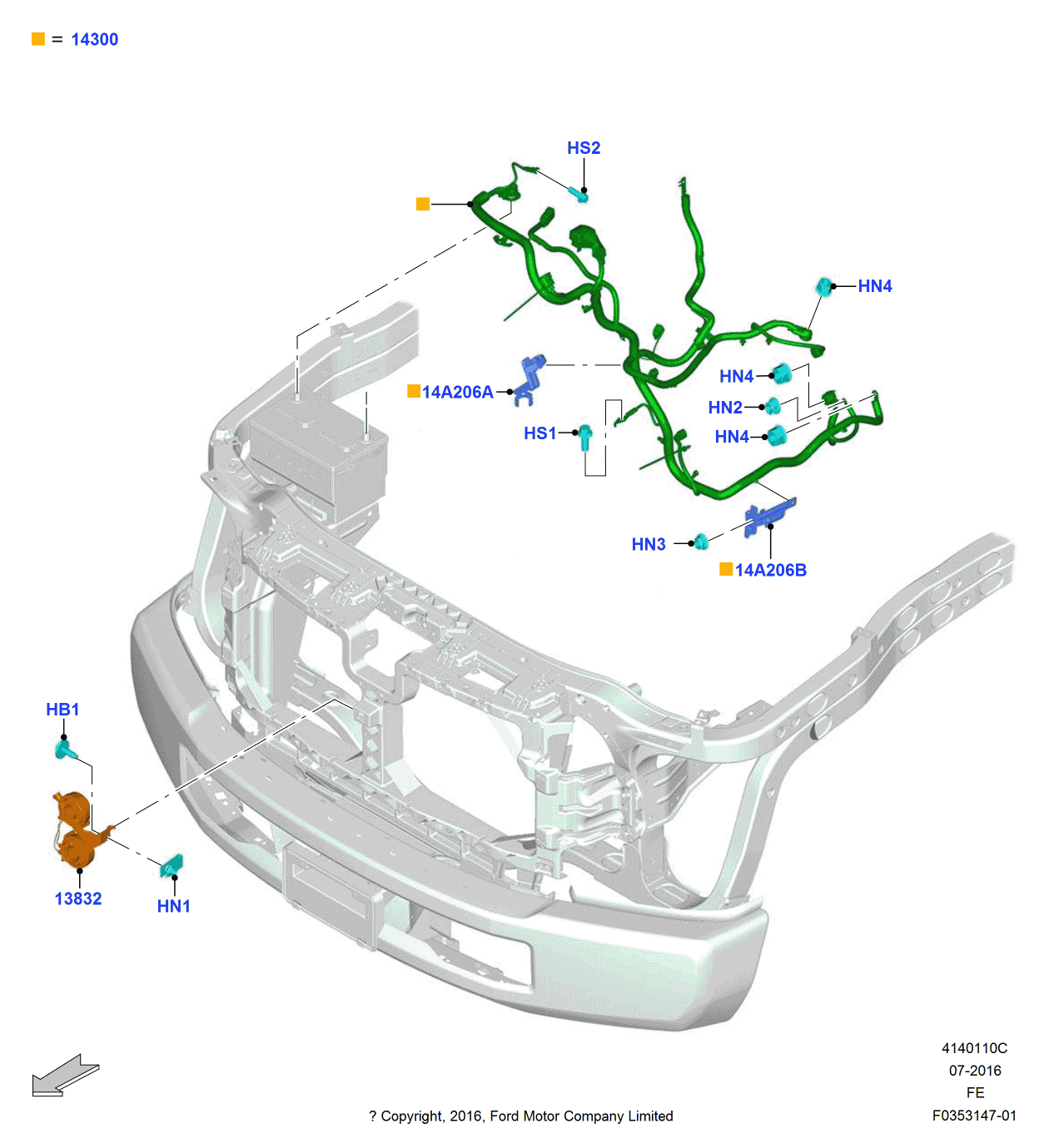 Ford HC3Z-14A206-C BRACKET - WIRING CONNECTOR