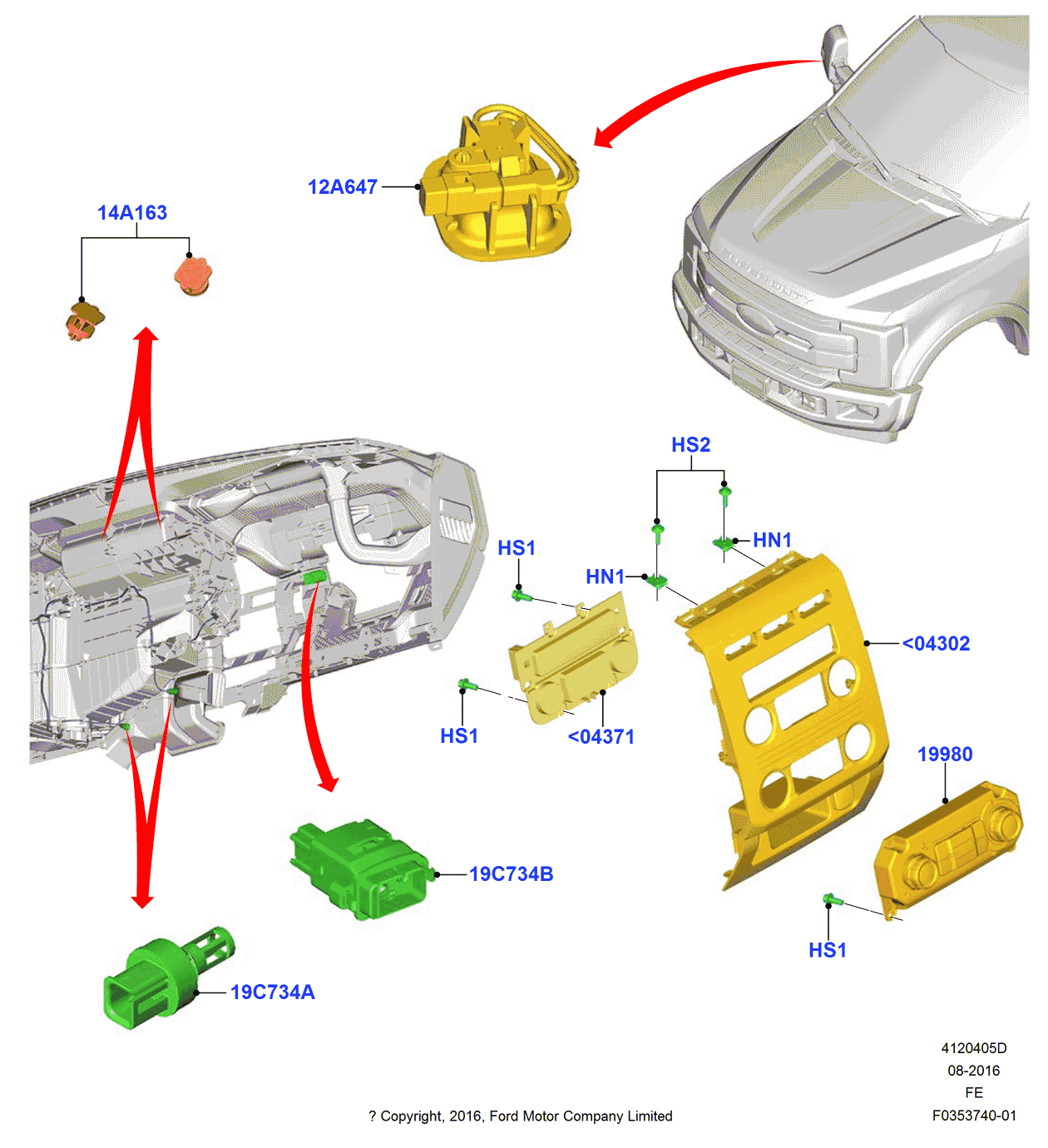 Ford HC3Z-2504371-AA Cover - Radio Opening