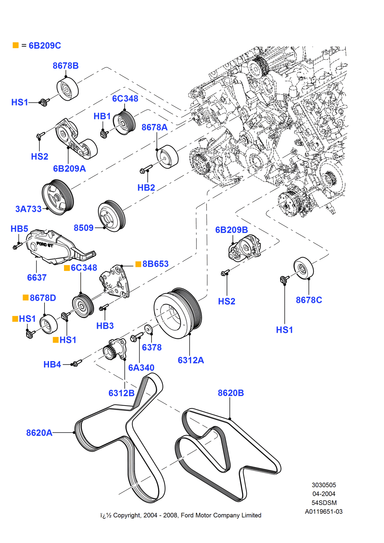 Ford 4G7Z-6B209-AA Tensioner