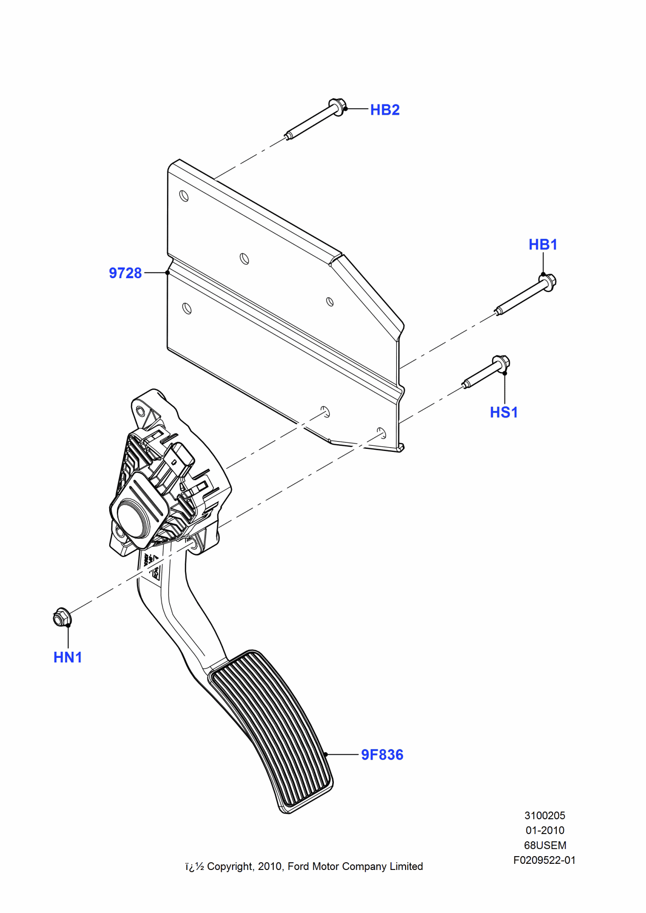 Ford BU9Z-9728-A Bracket Assembly - Pedal Support