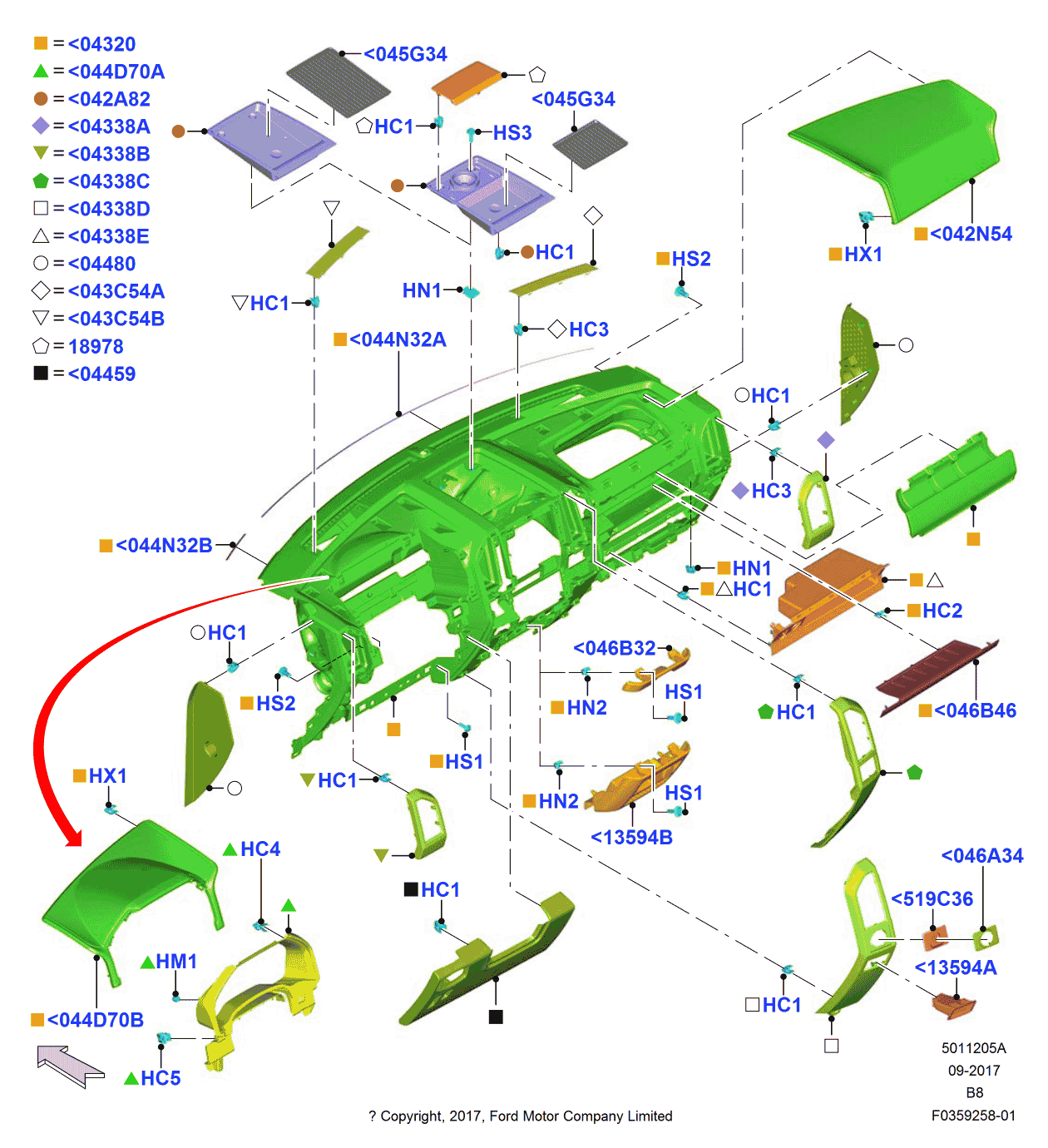 Ford HC3Z-2504339-AB Panel - Instrument
