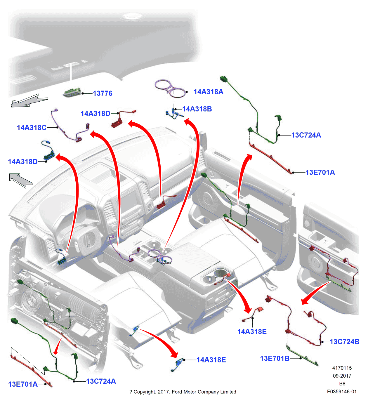 Ford JL1Z-14A318-B Wiring Assembly - Interior Lamp