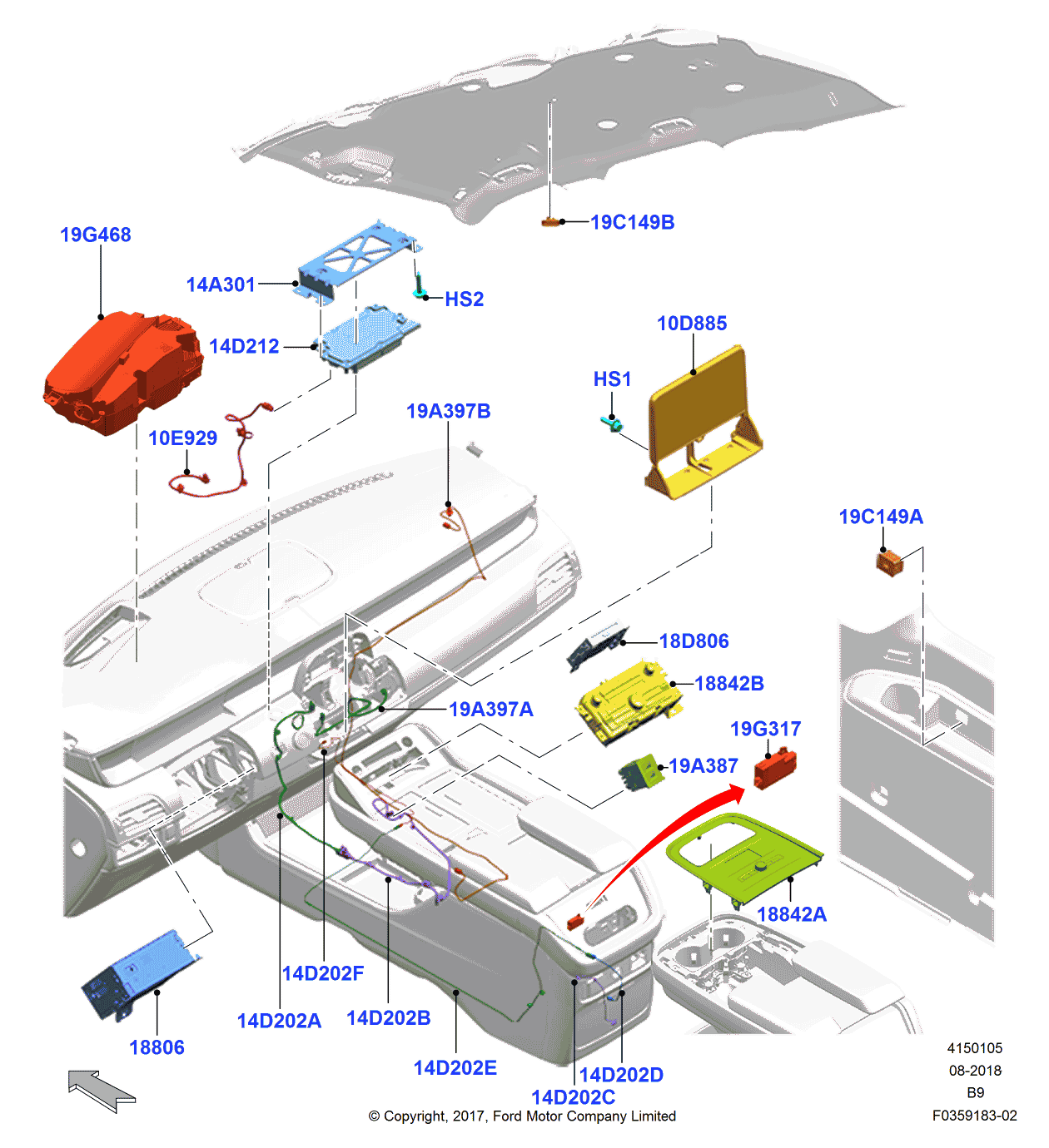 Ford JL1Z-14D202-A Cable Assembly