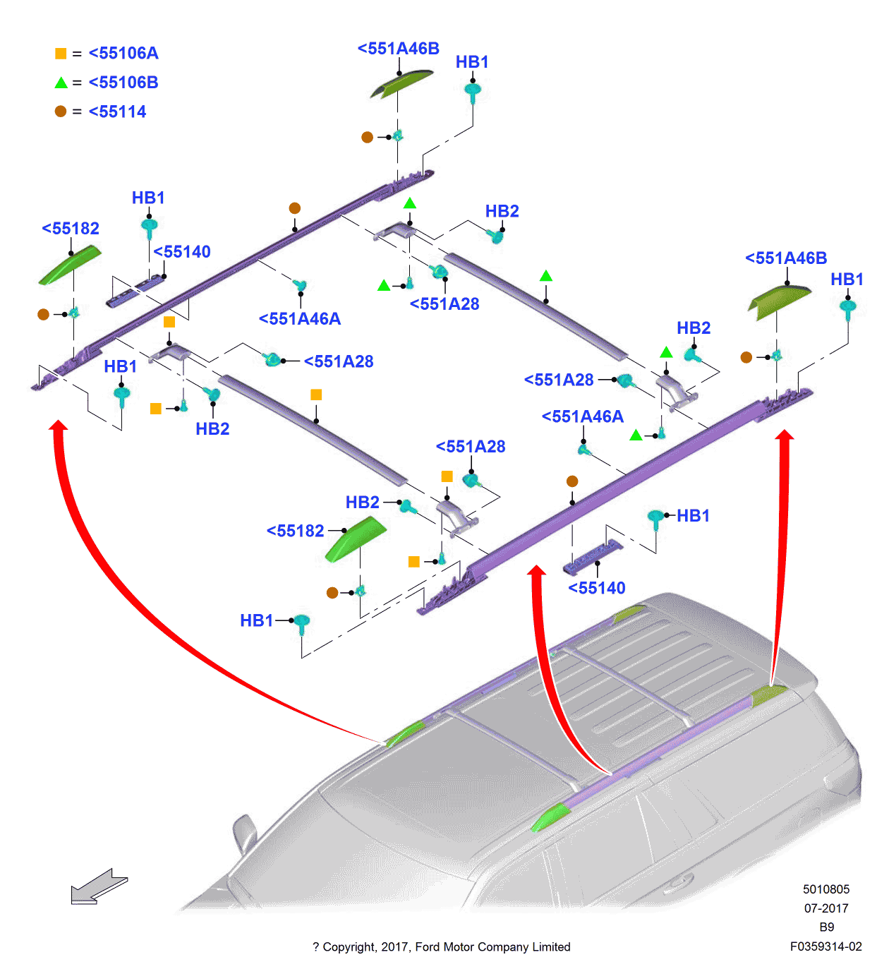 Ford JL7Z-4055140-AA Support - Roof Rack