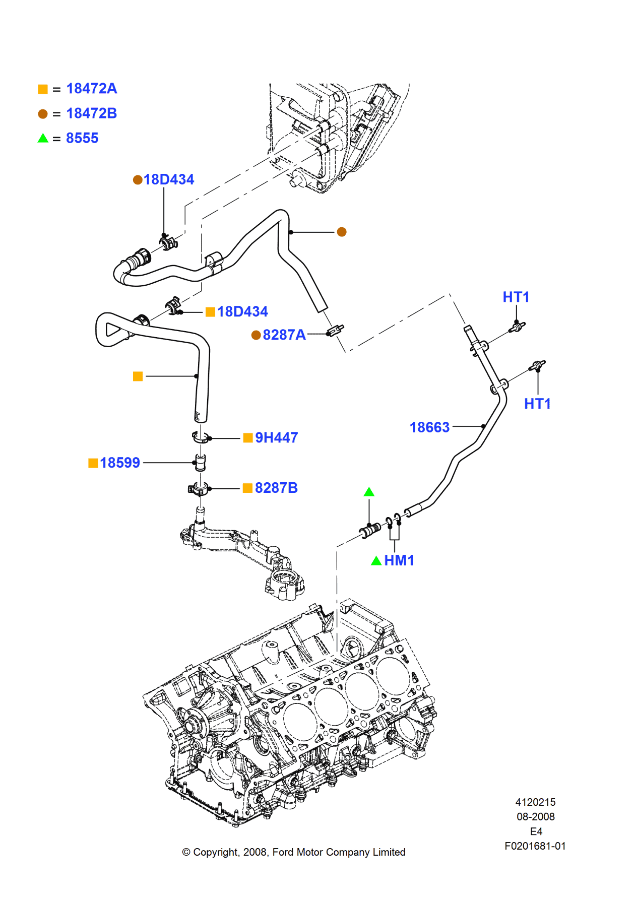 Ford BC2Z-18472-B Tube - Heater Water